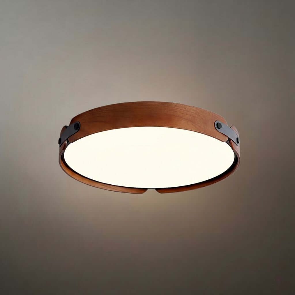 Wabi-Sabi Wood Ceiling Light – Modern LED Flush Mount Lamp